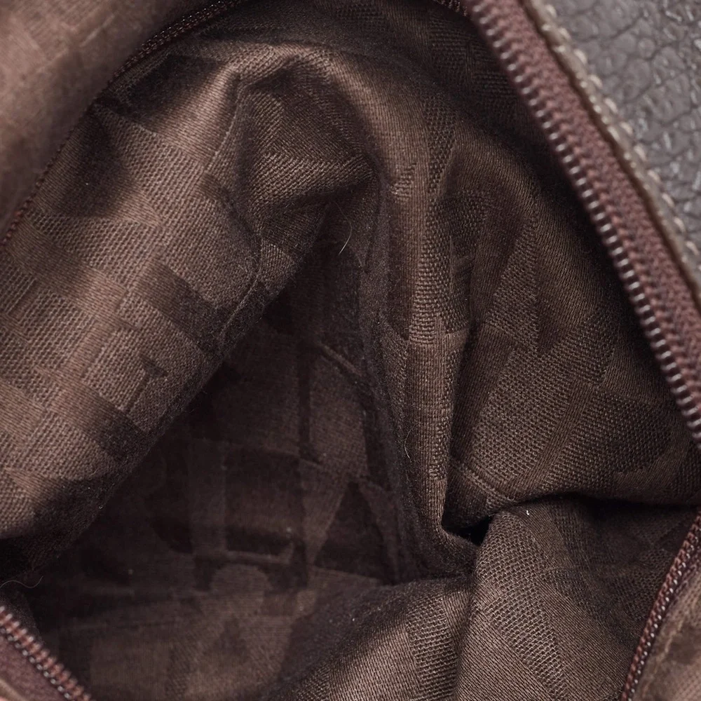 Furla Dark Brown Grained Leather Ring Handle Hobo